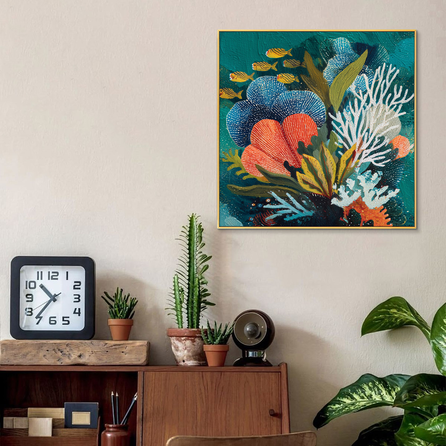 大芬村手绘深海珊瑚花卉油画