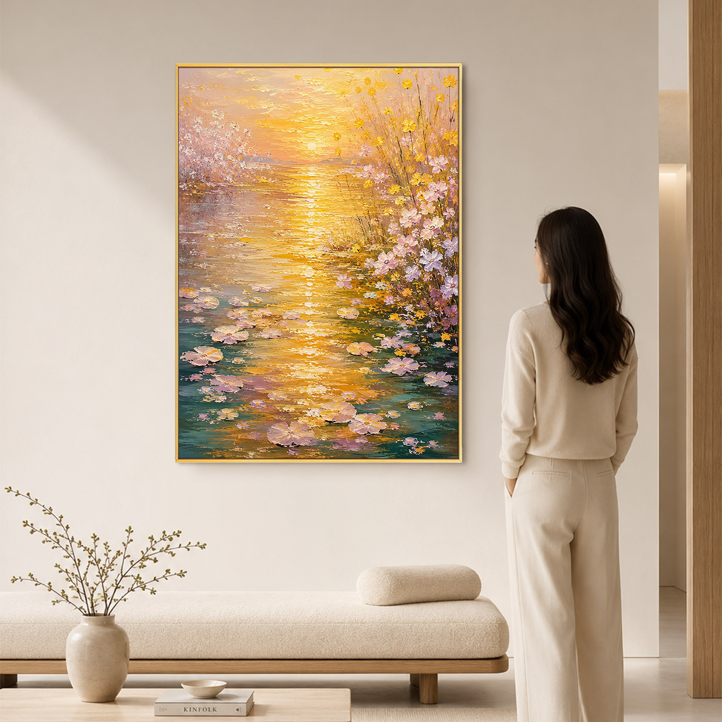 大芬村手绘繁花鎏金油画