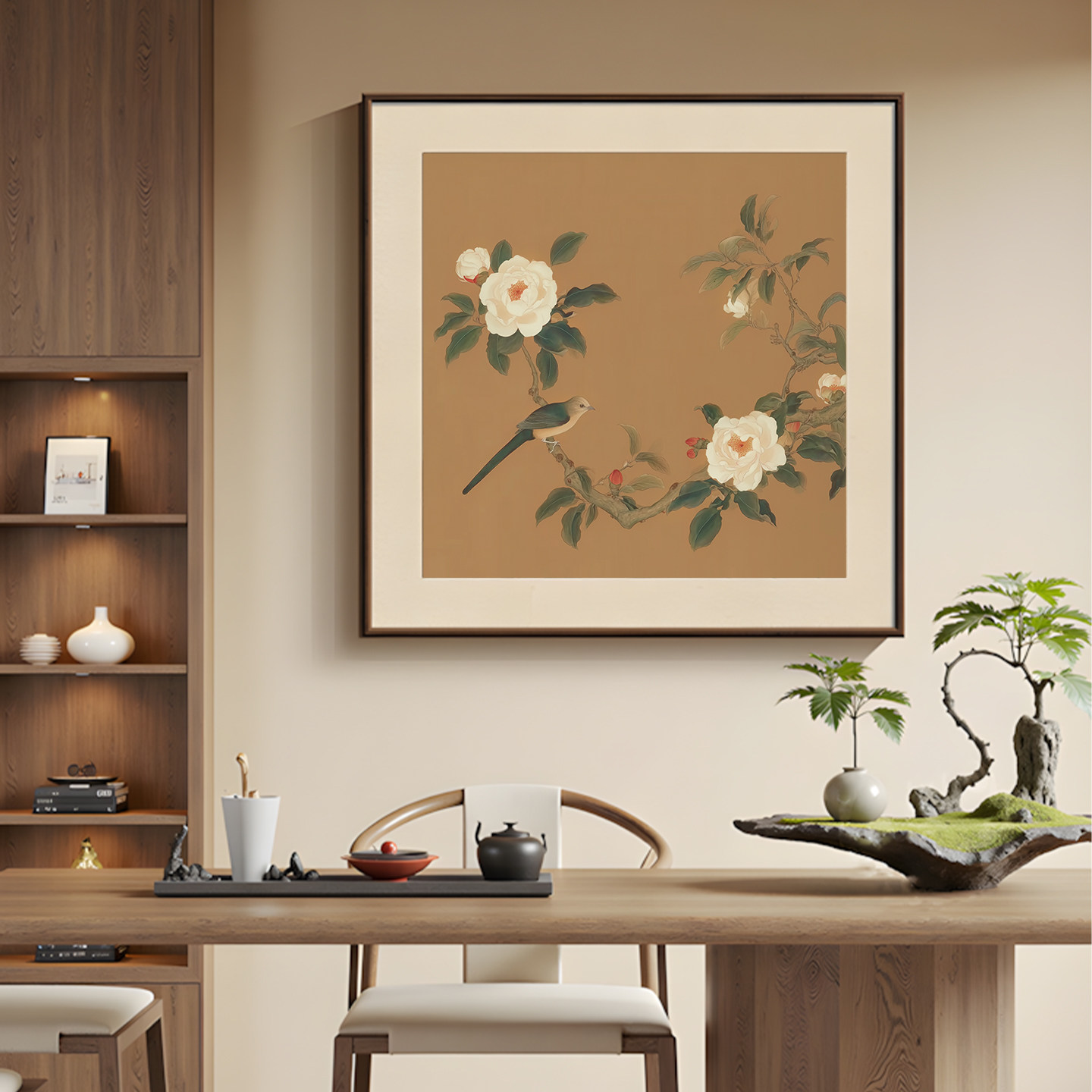 大芬村手绘中式花鸟方形油画