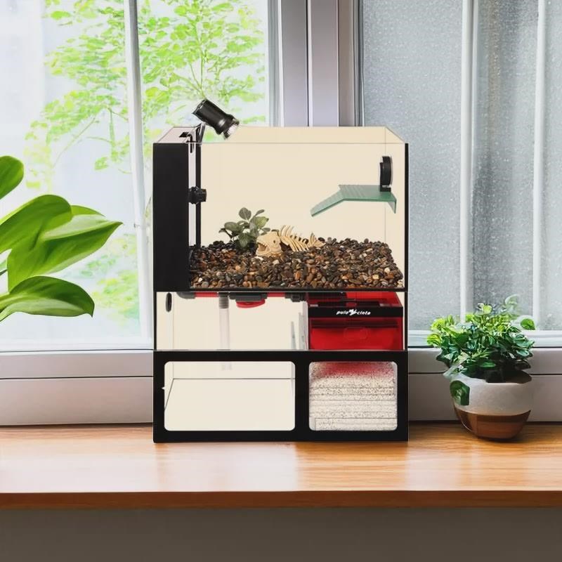 热销葆易马赫龟缸生态龟缸底滤乌龟饲养缸一体双层萤火虫鱼缸超白