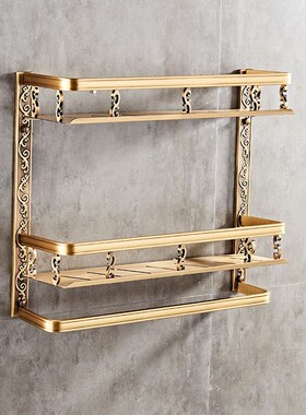 Nail Freef Bathroom Shelves 2 Layer Antique Metal Shower Cor