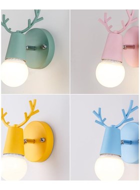 nordic colorful antlers wall lamp fGor children bedroom corr