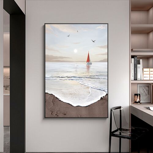 极速一帆风顺e 客厅装饰画现代简约沙发背景墙挂画落地画海景玄关