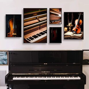 音乐主题乐器挂画小提p琴钢琴房间教室布置墙面装饰画书房艺术壁
