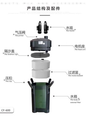 创AL-63807星过滤桶外置CF1缸20缸D0/CF00水族箱鱼过滤器设8备缸