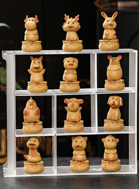 桌面装饰可爱动物造型紫砂茶宠摆件茶桌装饰品茶具配件十二生肖