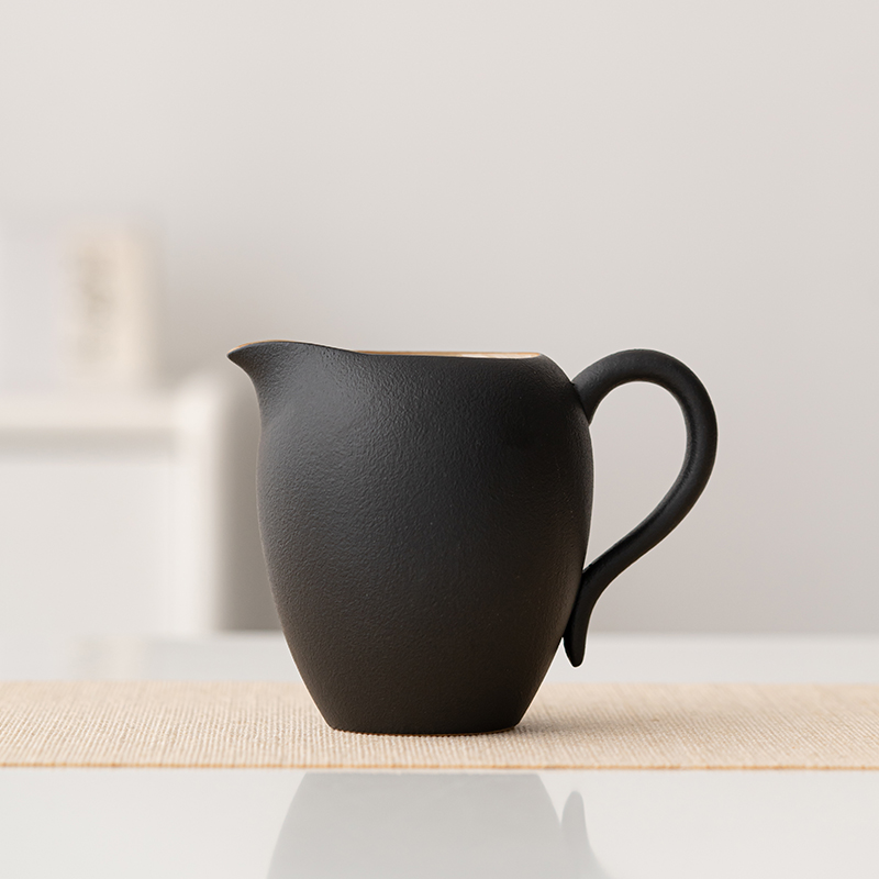 敦铭堂黑陶公道杯茶漏陶瓷分茶器