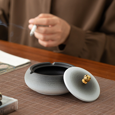 敦铭堂高档大气粗陶时尚烟灰缸