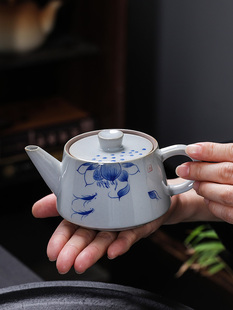 敦铭堂石瓢壶手工茶壶泡茶家用陶瓷功夫茶具套装大容量青花瓷单壶