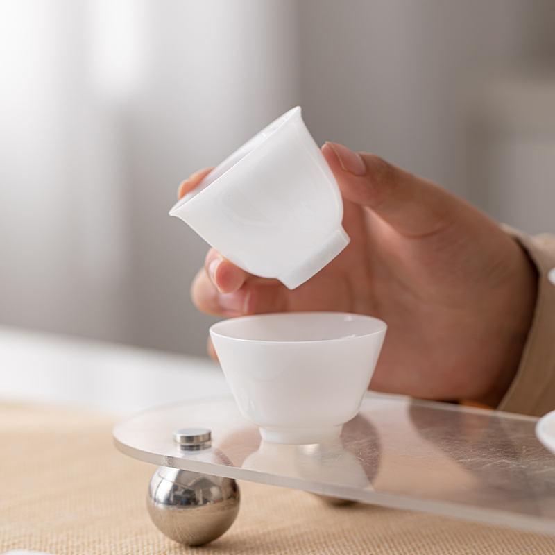 敦铭堂冰种玉瓷茶杯白瓷小茶杯
