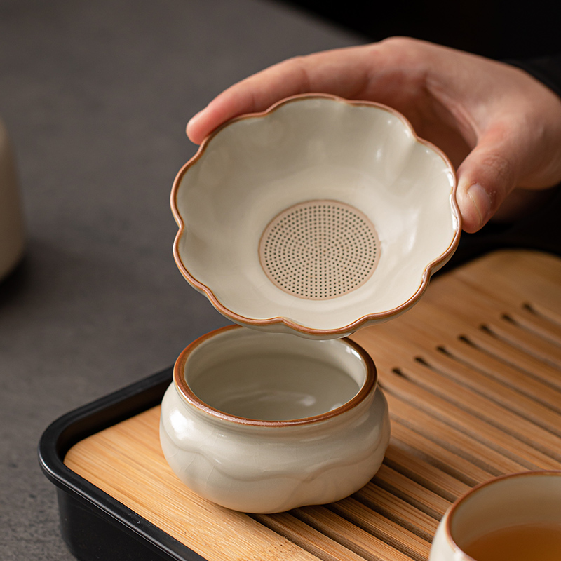 敦铭堂汝窑开片茶漏茶滤泡