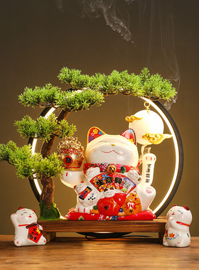 创意招财猫摆件店铺前台收银柜台自动摇手发财猫家居装饰开业送礼