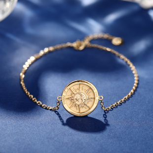 太阳神底下无新事18K黄金手链彩金白金女生新款 原创设计情绪稳定