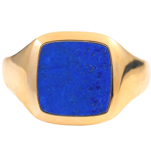 天然青金石戒指18K黄金玫瑰彩金白金欧美轻奢个性男女款潮戒定制