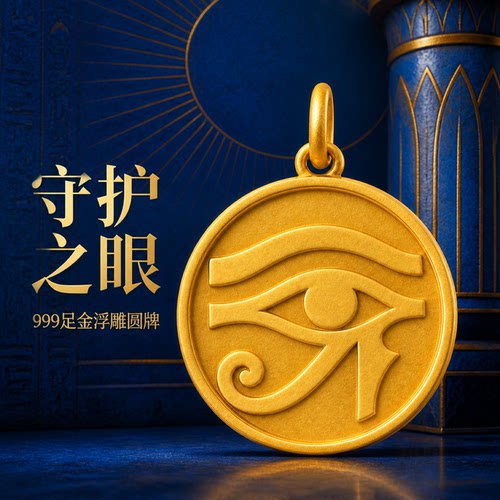 守护之光荷鲁斯之眼足金吊坠