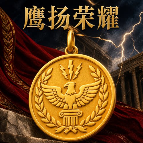 力量罗马鹰徽999足金吊坠男款