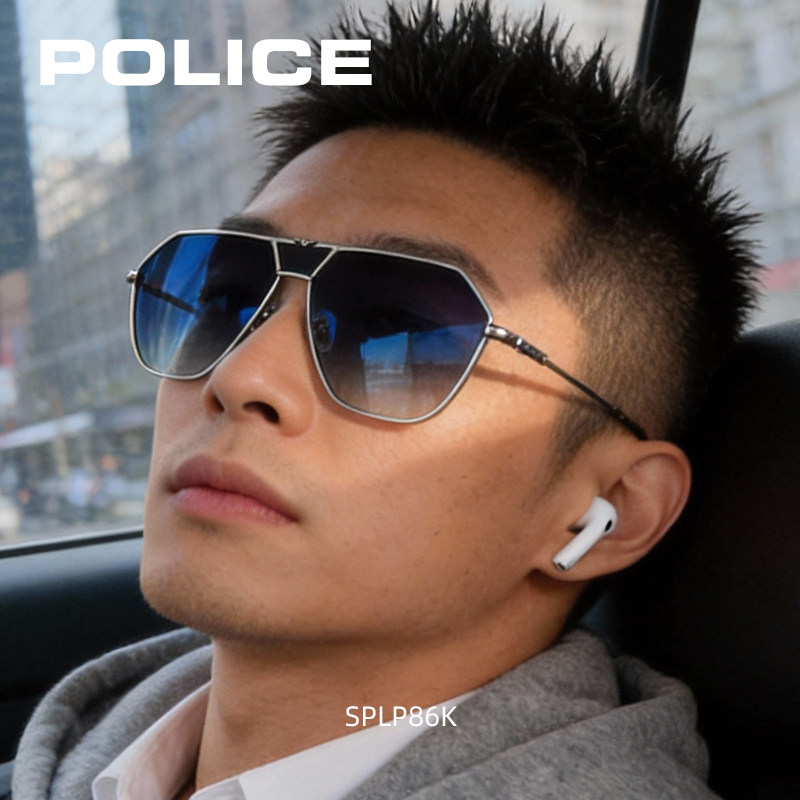 POLICE韩版墨镜男渐变色时尚痞帅太阳镜多边形大框开车驾驶蛤蟆镜