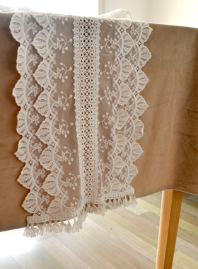 欧式法式美式轻奢风ins白色蕾丝装饰布艺流苏餐桌SV电视柜高档桌