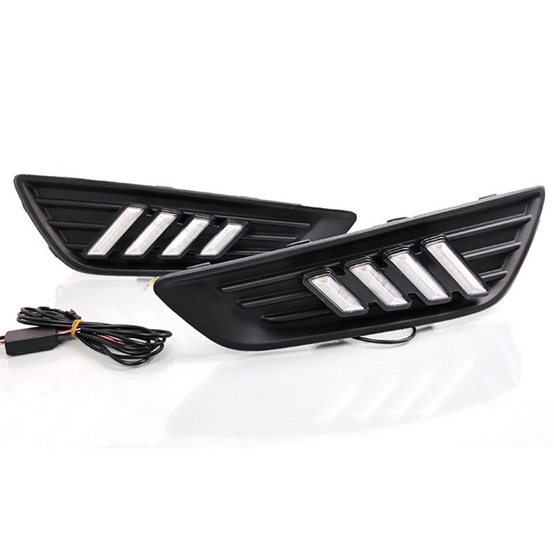 适用于15-18款福n特福克斯低配日行灯前雾灯框改装LED行车灯装饰