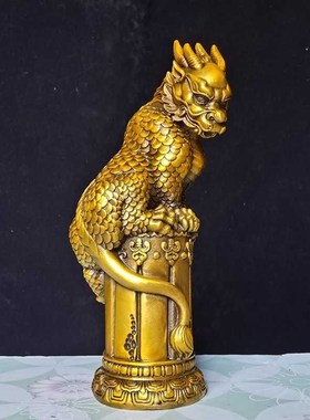 纯黄铜吸水兽蚣蝮吸水镇水兽x避水吉祥瑞兽玄关酒柜摆件家居饰品