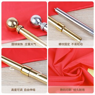 图瓦卢国旗 办公会议室落地旗帜B摆件 室内钛金色银色伸缩旗杆