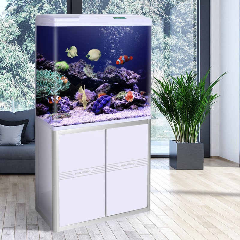 闽江半圆形玻e璃鱼缸水族箱客厅家用小型圆柱电视柜桌面生态免换