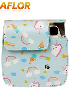 PU Leather Protective Bag Rainbow Unicorn OIns Camera Case W