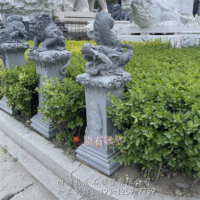 石雕仿古青石g龙之九子拴马桩家用门墩装饰酒店会所室内摆件