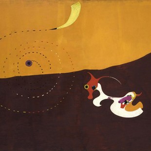 现代抽象画米罗Joan 饰娱乐场Y书房挂画手绘 Miro油画野兔油画装