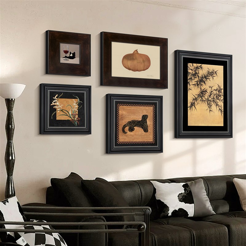 法式中国风文艺挂画玄关书房壁画餐厅复古M沙发背景墙竹子葫芦装