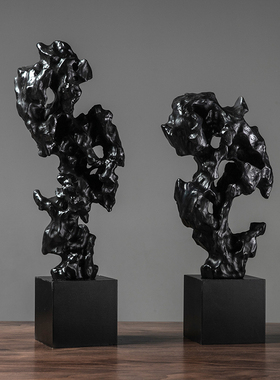 新中式仿真树脂太湖石摆件家居客厅玄关酒柜酒店软装工Z艺品装饰