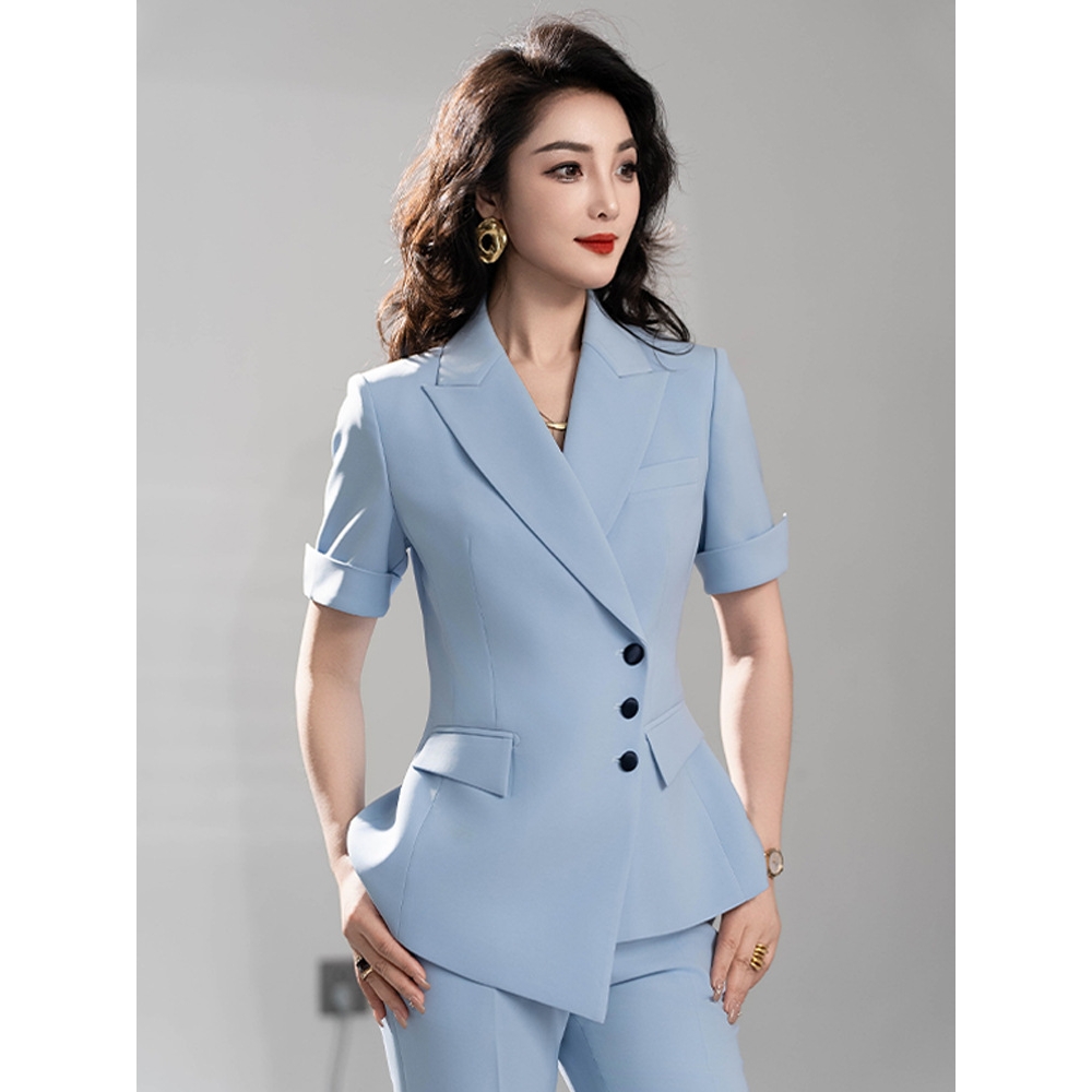 日本品质短袖西装套装女夏薄款2025新款韩版气质女神范高端职业西
