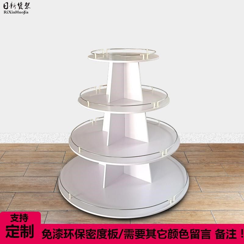 圆形堆头促销台货架母婴玩具w中岛柜木质酒水饮料展示架鞋店展示