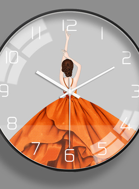 橙色年华创意挂钟客厅静音现代z简约时钟石英P钟家用装饰墙钟挂表