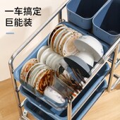 酒店收餐车不锈钢手推车商用撤餐车食堂收M碗车带垃圾桶饭店收餐