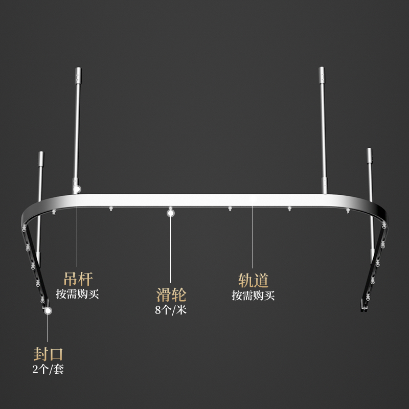 医院隔断下吊轨道美容院r针灸馆顶装L型U型悬挂系统铝合金滑轨滑