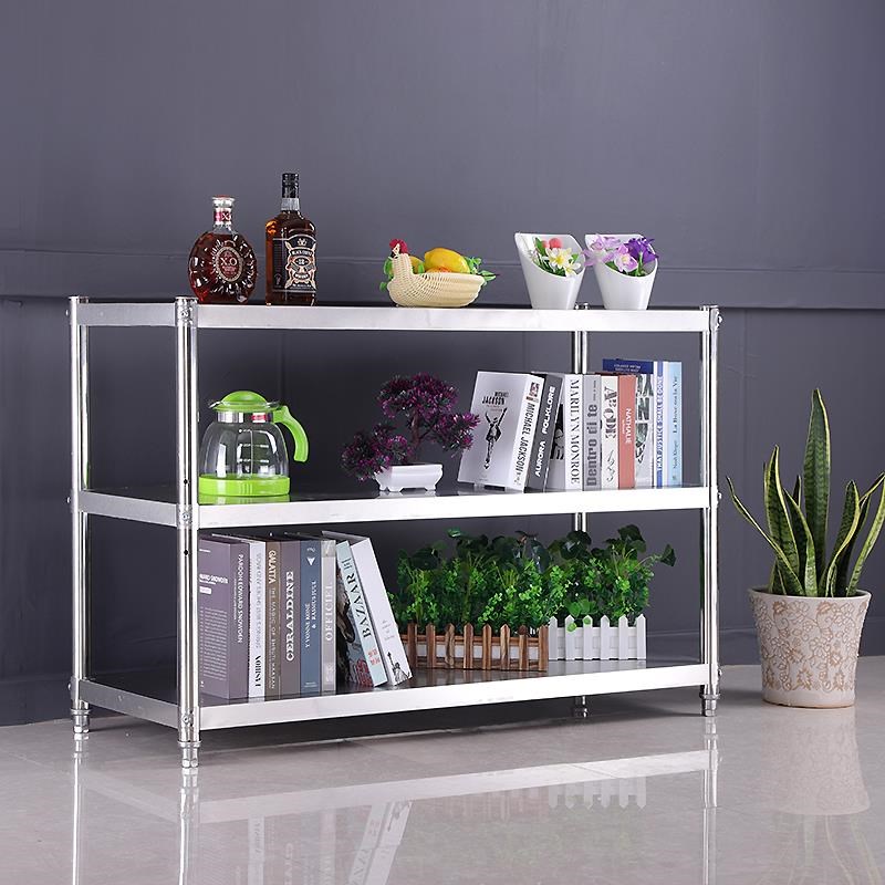 不锈钢置物架两层加厚搁板v货架烤箱阳台收纳微波炉白钢架子定制