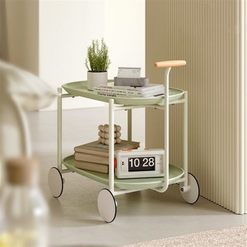 奶油风落地c摆件家居装饰品沙发边几小推车床头柜收纳整理置物架