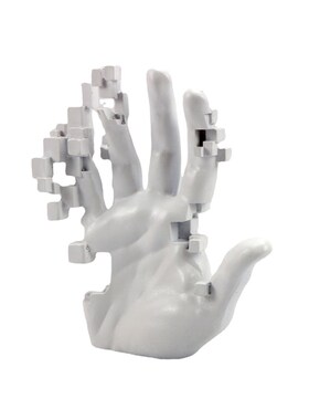 现代简约树脂白色手掌摆件v样板房抽象雕塑展厅电视柜高级感装饰