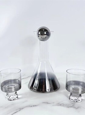 现代简约欧式水l晶烟灰色金色酒具酒杯摆件样板房软装饰品