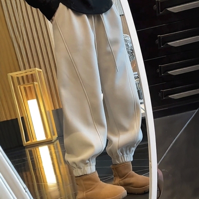 小个子宽松加绒加厚束脚哈伦裤