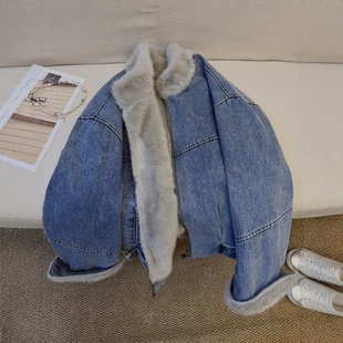 牛仔外套女短款加绒加厚冬季2025新款高级感保暖小个子上衣夹克