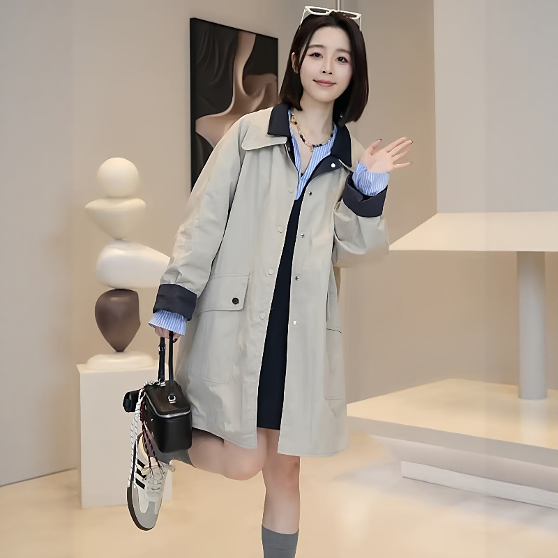 韩版设计感两面穿风衣外套女