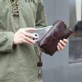 玩爷真皮男士 手包头层牛皮长款 钱包休闲商务手拿包大容量手机包女