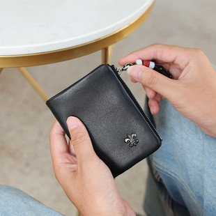 玩爷真皮小钱包男短款拉链钱夹软皮潮银包头层牛皮竖款皮夹子礼物