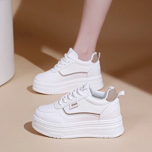 业WANWO 子女百搭厚底板鞋 万沃内增高8cm小白鞋 鞋 新款 艾华轻奢鞋