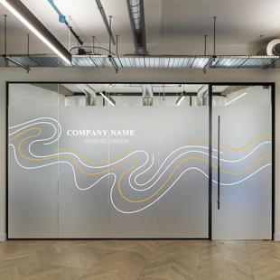 几何线条办公室磨砂玻璃贴膜医美公司窗户防窥隐私遮挡隔断玻璃贴