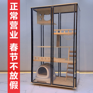 家用实木猫别墅超大猫笼子多层双层猫屋豪华猫城堡多层猫柜猫咪窝