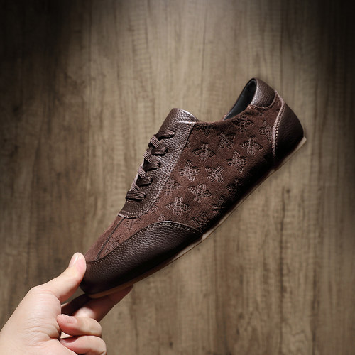 真皮手工复古薄底德训鞋男