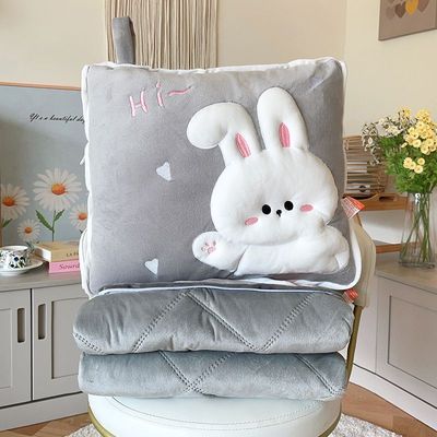 冬季折叠抱枕被子两用加厚大号靠枕办公室汽车内午睡枕被珊瑚绒毯